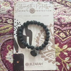 NWT Jilzarah Handmade Clay Jewelry Strength and Protection Black Beaded Bracelet